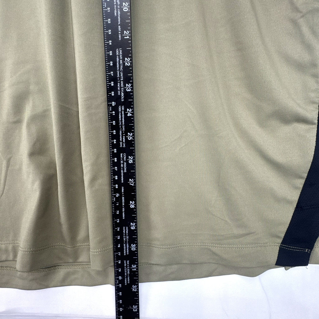 Men's adidas AEROREADY olive green training t-shirt with black side panels, size XL.