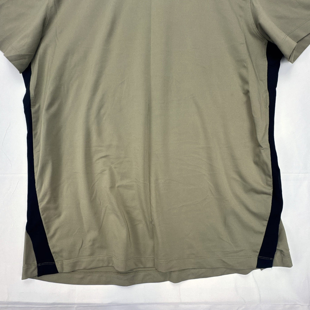 Men's adidas AEROREADY olive green training t-shirt with black side panels, size XL.