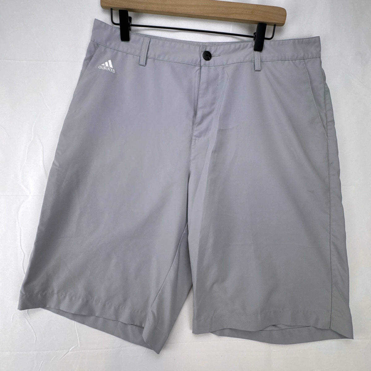 adidas men's gray Climalite flat-front golf shorts in size 34