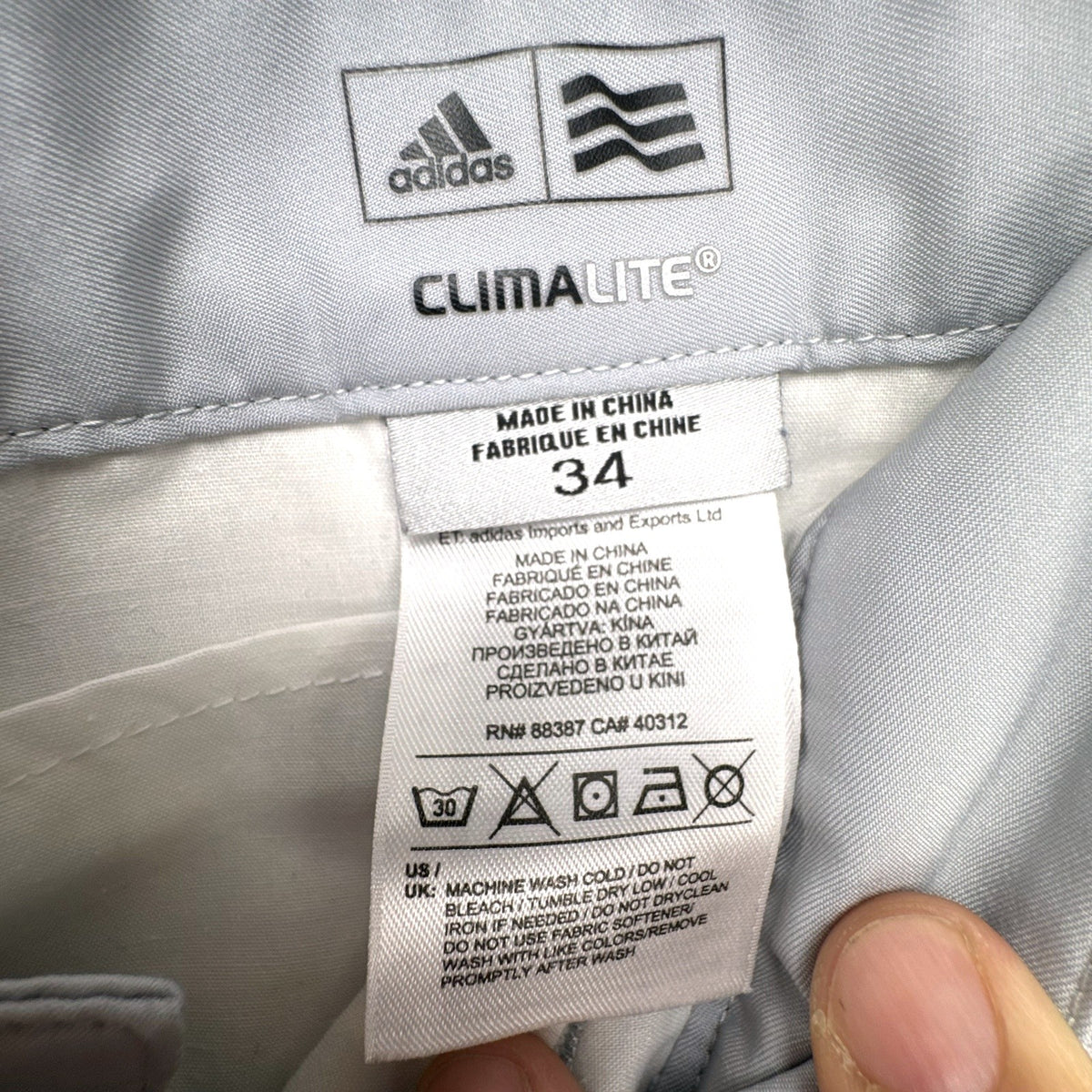 adidas men's gray Climalite flat-front golf shorts in size 34