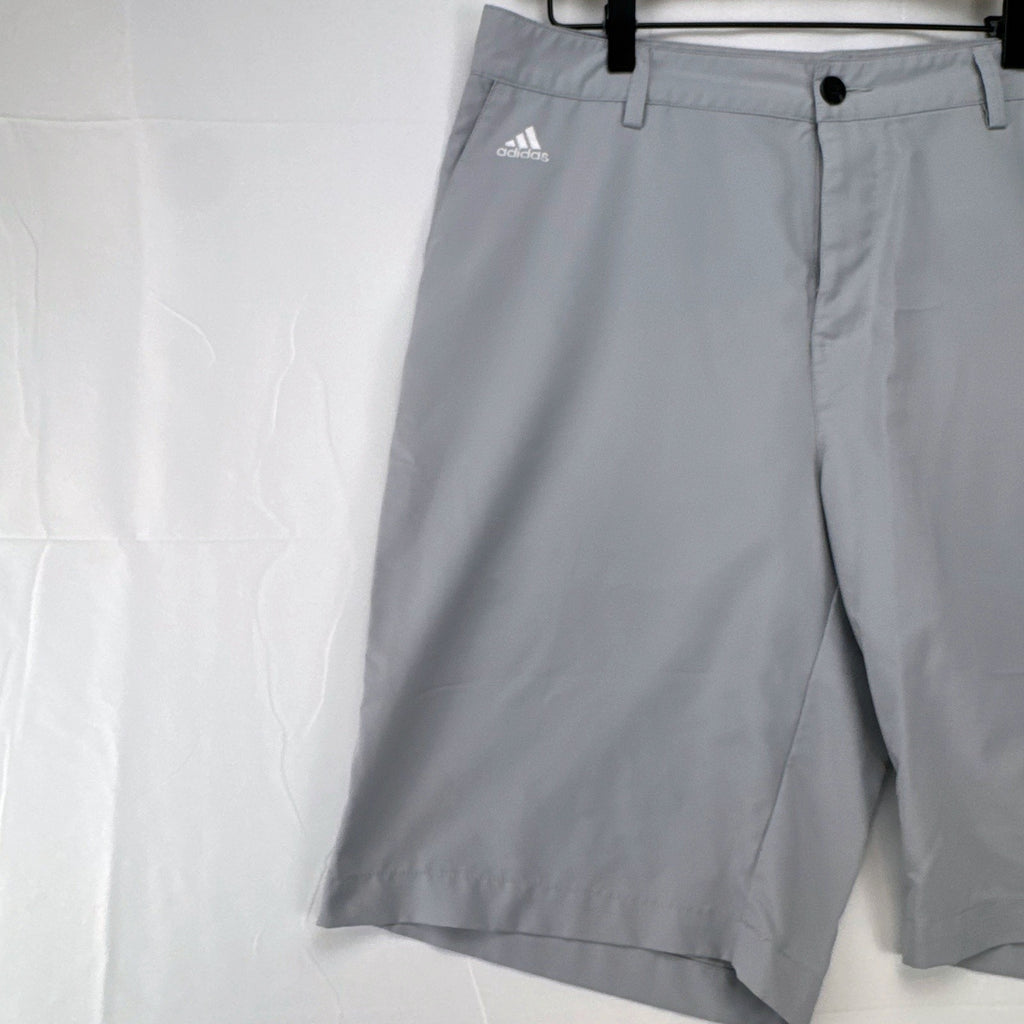adidas men's gray Climalite flat-front golf shorts in size 34