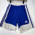adidas men's small blue and white Climalite 3-stripes basketball shorts