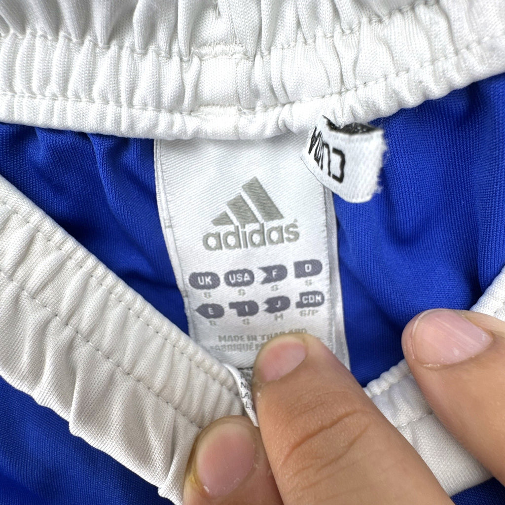 adidas men's small blue and white Climalite 3-stripes basketball shorts
