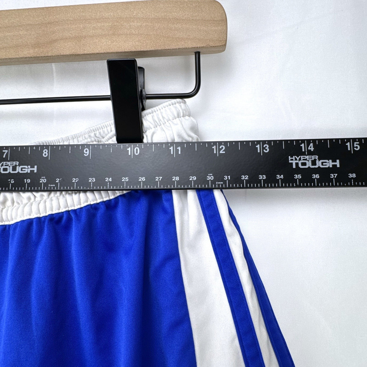 adidas men's small blue and white Climalite 3-stripes basketball shorts