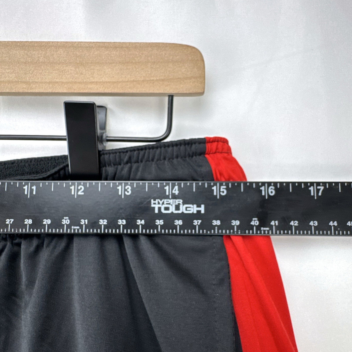 adidas men's size large basketball shorts in charcoal gray and red with Climalite fabric