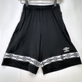 Umbro men's black athletic soccer shorts with diamond logo tape in size Small