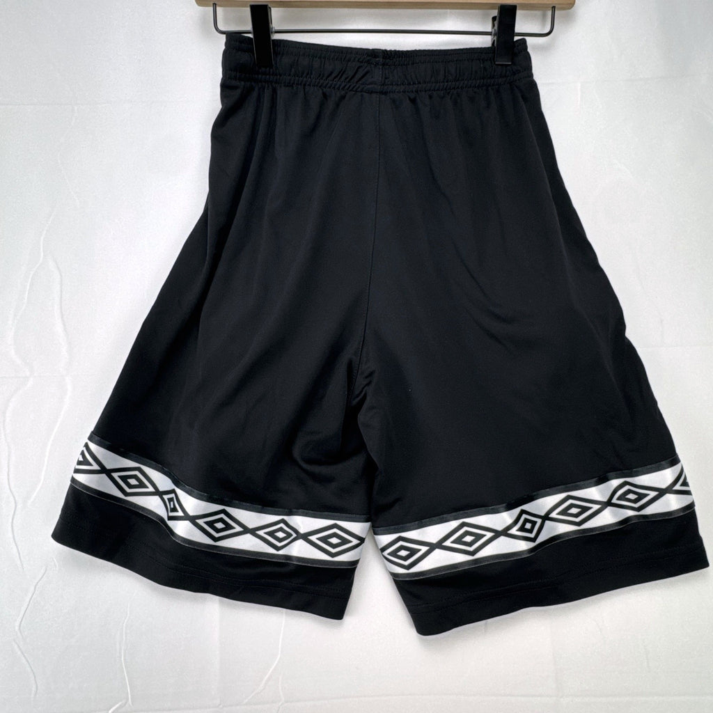 Umbro men's black athletic soccer shorts with diamond logo tape in size Small