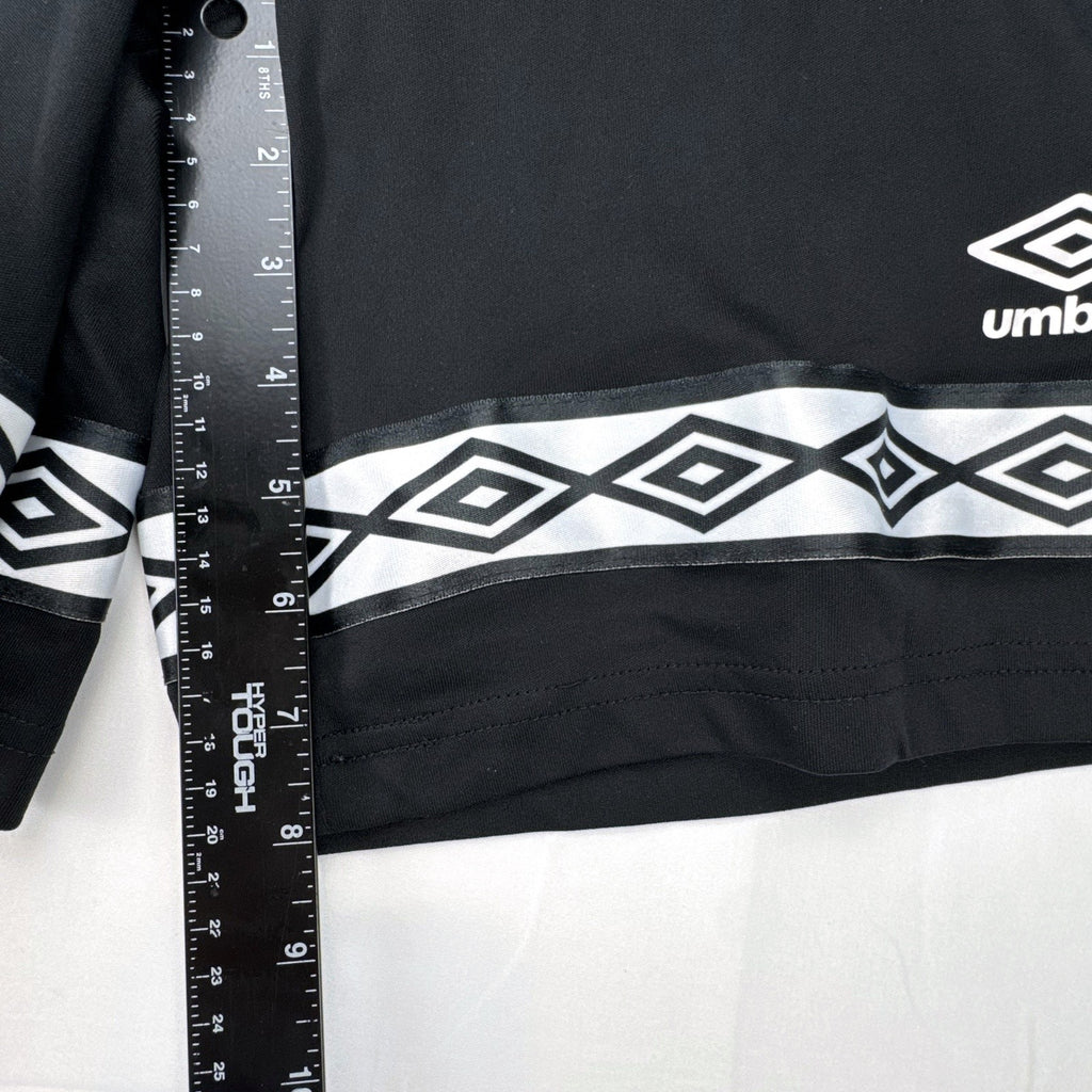 Umbro men's black athletic soccer shorts with diamond logo tape in size Small