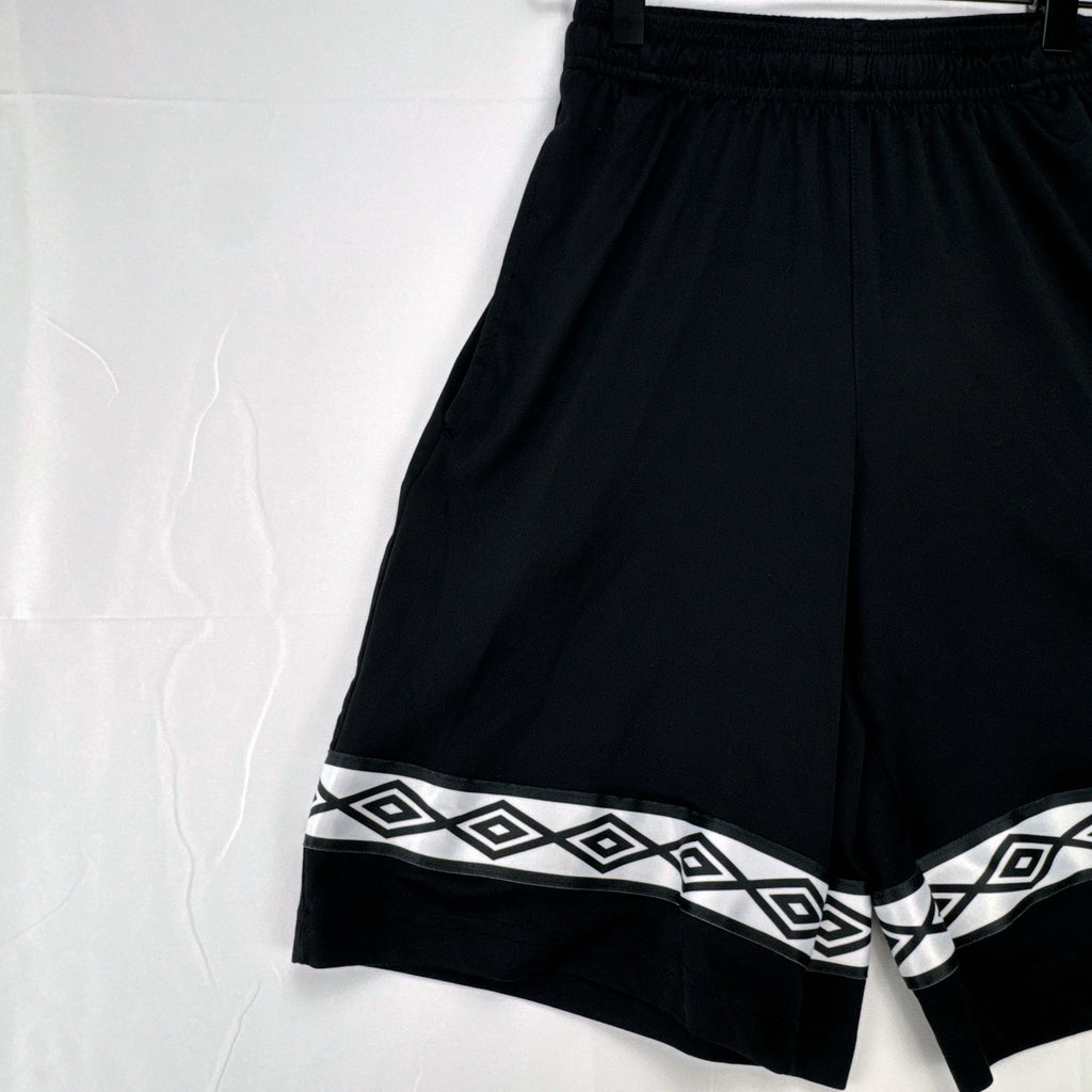 Umbro men's black athletic soccer shorts with diamond logo tape in size Small