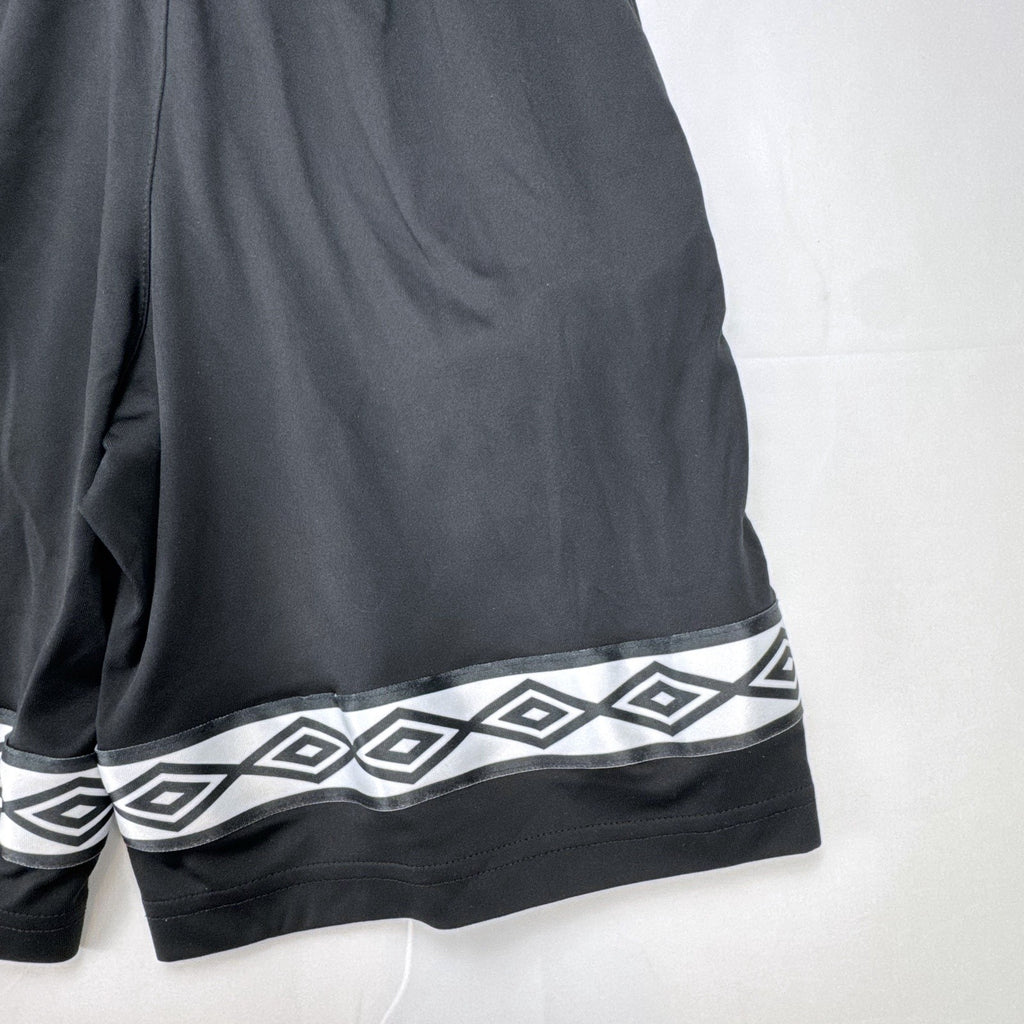 Umbro men's black athletic soccer shorts with diamond logo tape in size Small