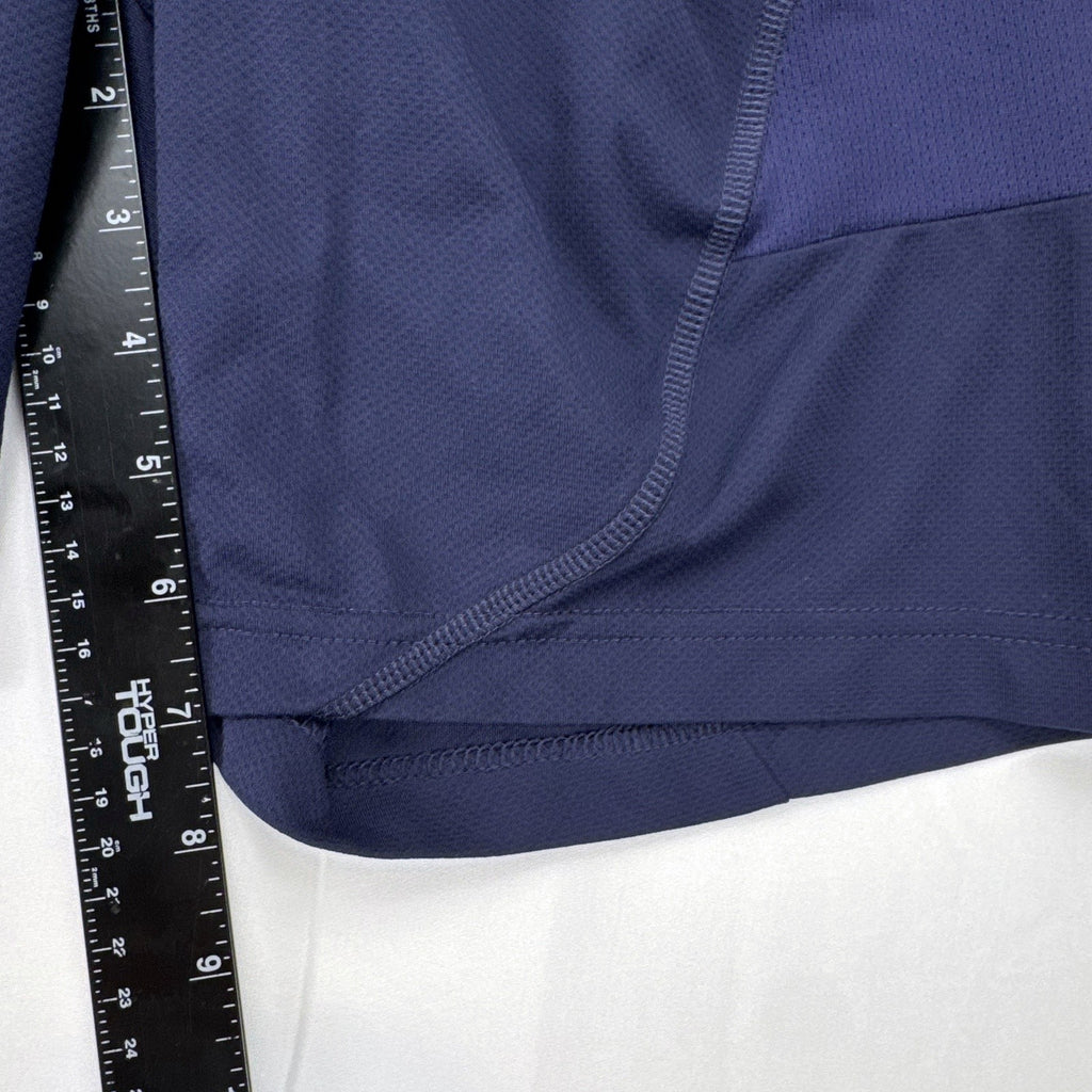 adidas UEFA Champions League soccer shorts in navy blue with neon yellow accents, men's small