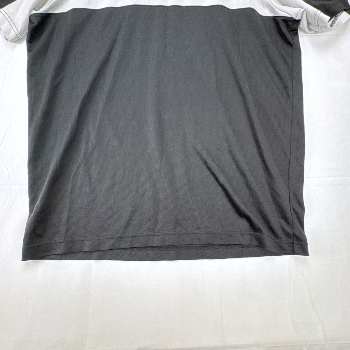 Men's large black adidas Climalite tennis t-shirt with white chest stripe and three-stripe sleeves.