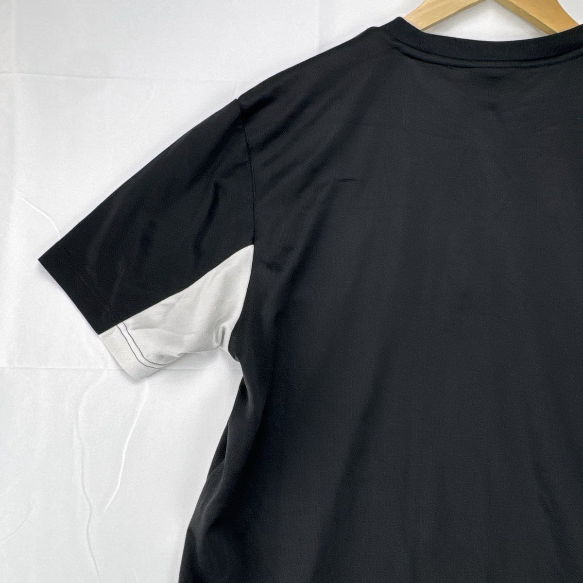 Men's large black adidas Climalite tennis t-shirt with white chest stripe and three-stripe sleeves.