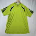 adidas men's neon lime green athletic t-shirt with 3-stripes in size Large