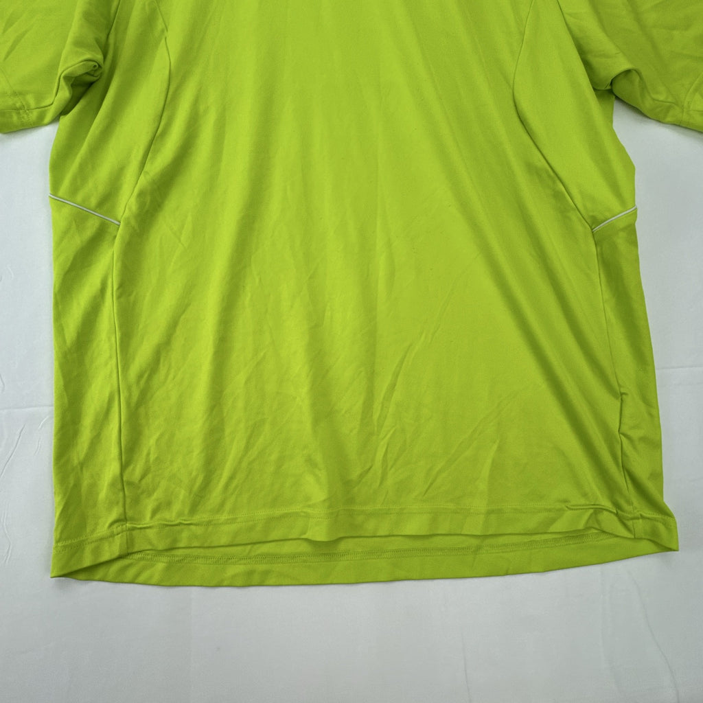 adidas men's neon lime green athletic t-shirt with 3-stripes in size Large