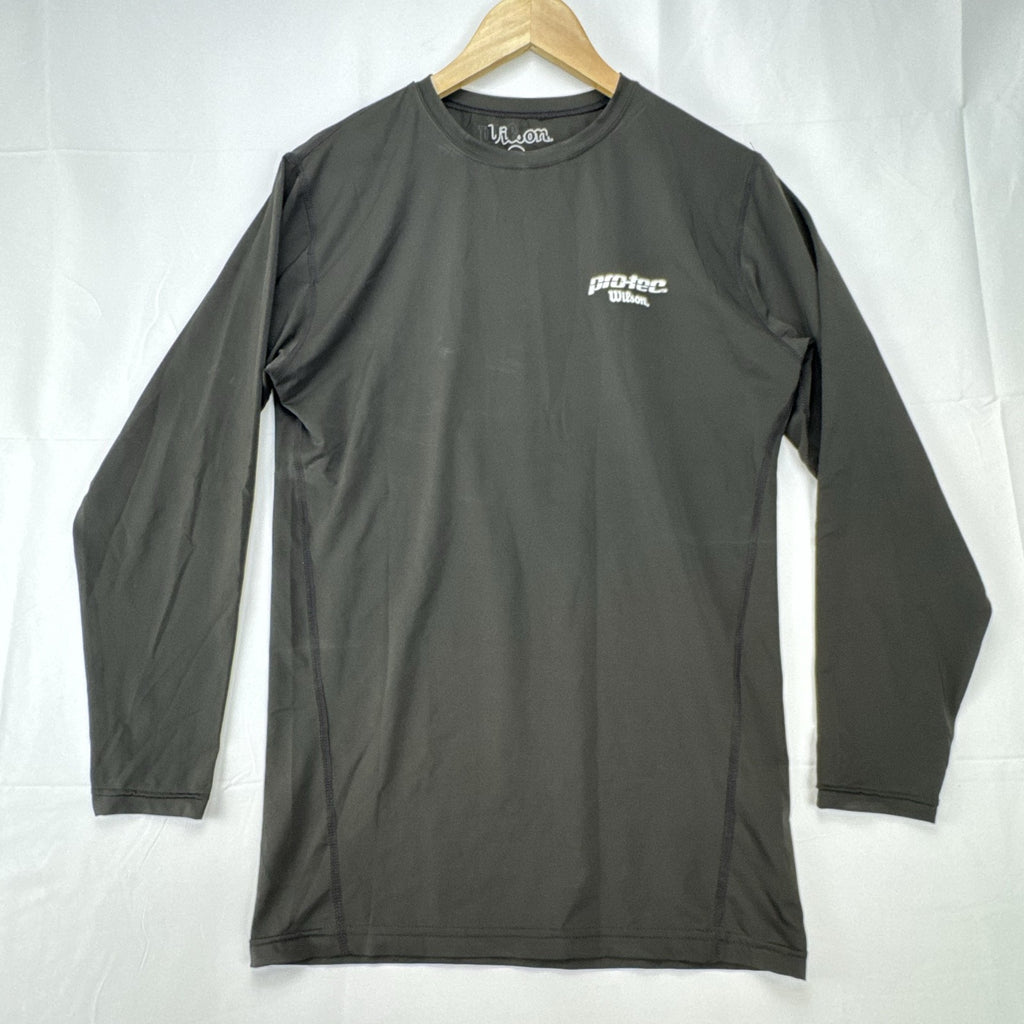 Wilson Protec men's long sleeve compression shirt in charcoal gray, size XL.