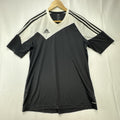 Adidas Climacool short sleeve soccer jersey in black and white with 3-Stripes shoulder detailing, men's size large