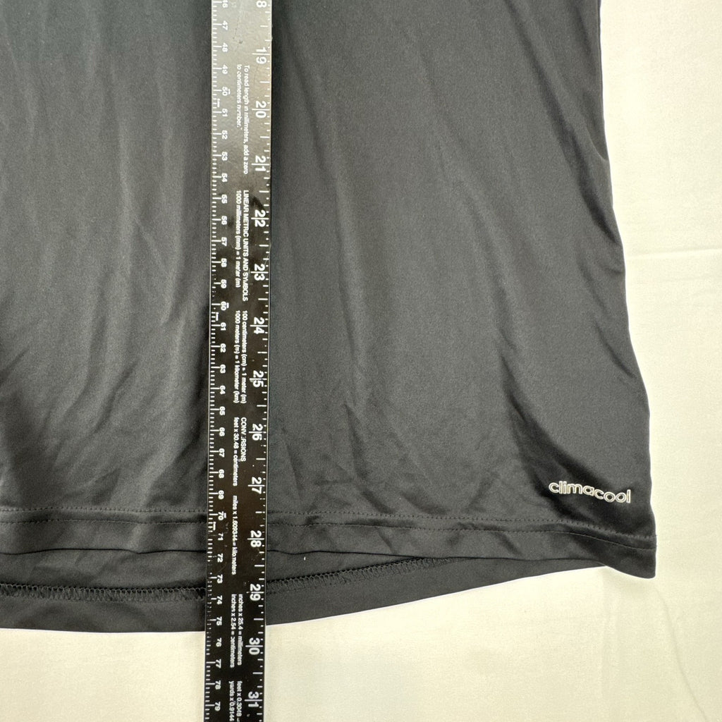Adidas Climacool short sleeve soccer jersey in black and white with 3-Stripes shoulder detailing, men's size large
