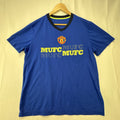 Men's Manchester United royal blue short-sleeve V-neck soccer training jersey in size XL.