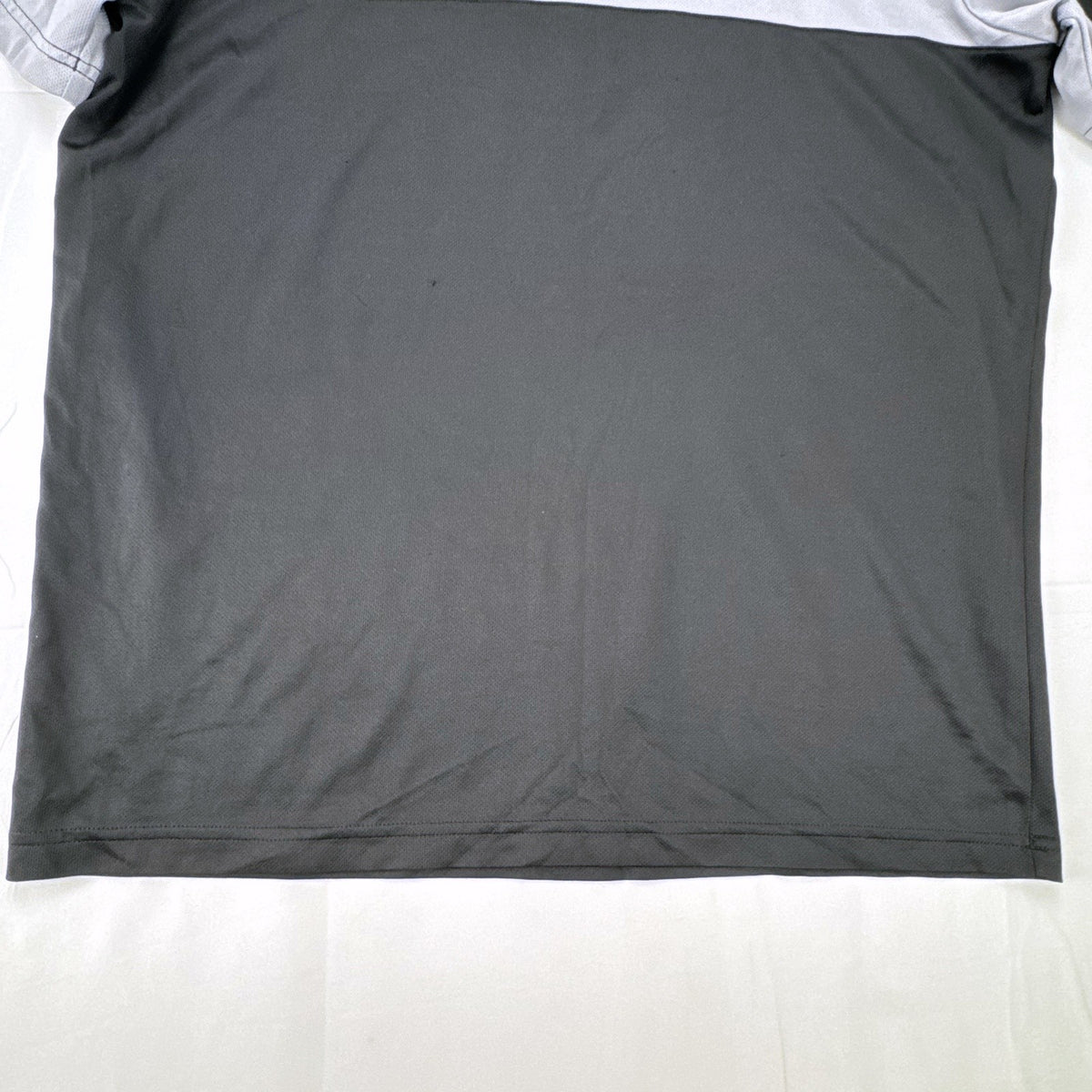 Men's adidas Climalite black and gray colorblock tennis t-shirt with 3-stripes sleeves in size Large