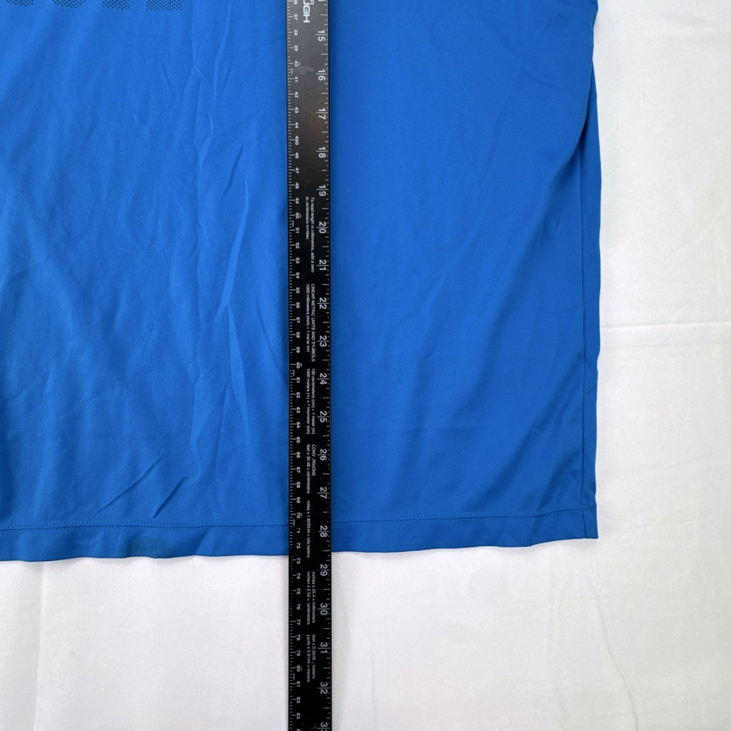Juventus FC blue short-sleeve soccer jersey in men's XL with V-neck collar and Forza Juve back graphic