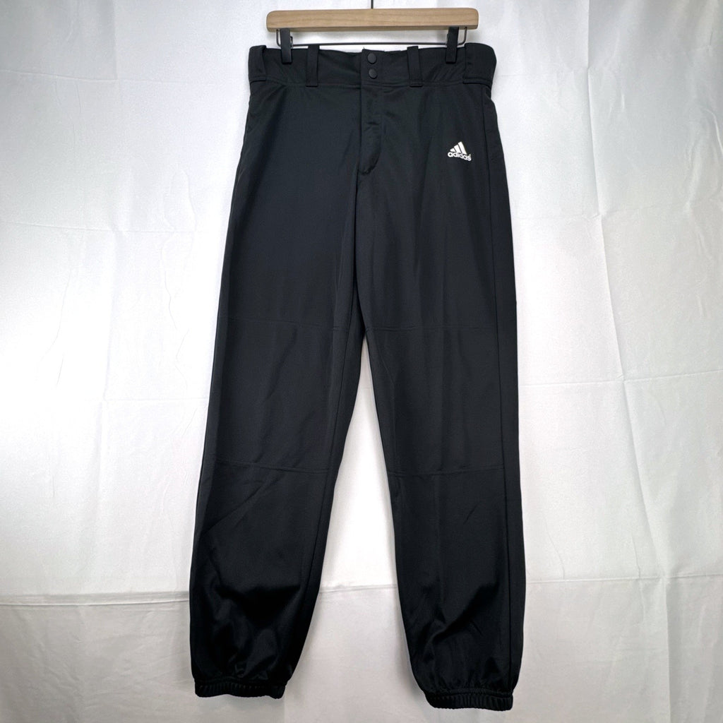 Black Adidas Climalite men's baseball pants with elastic cuffs in size medium