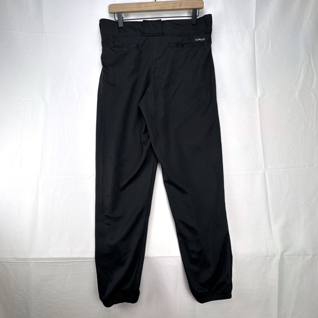 Black Adidas Climalite men's baseball pants with elastic cuffs in size medium