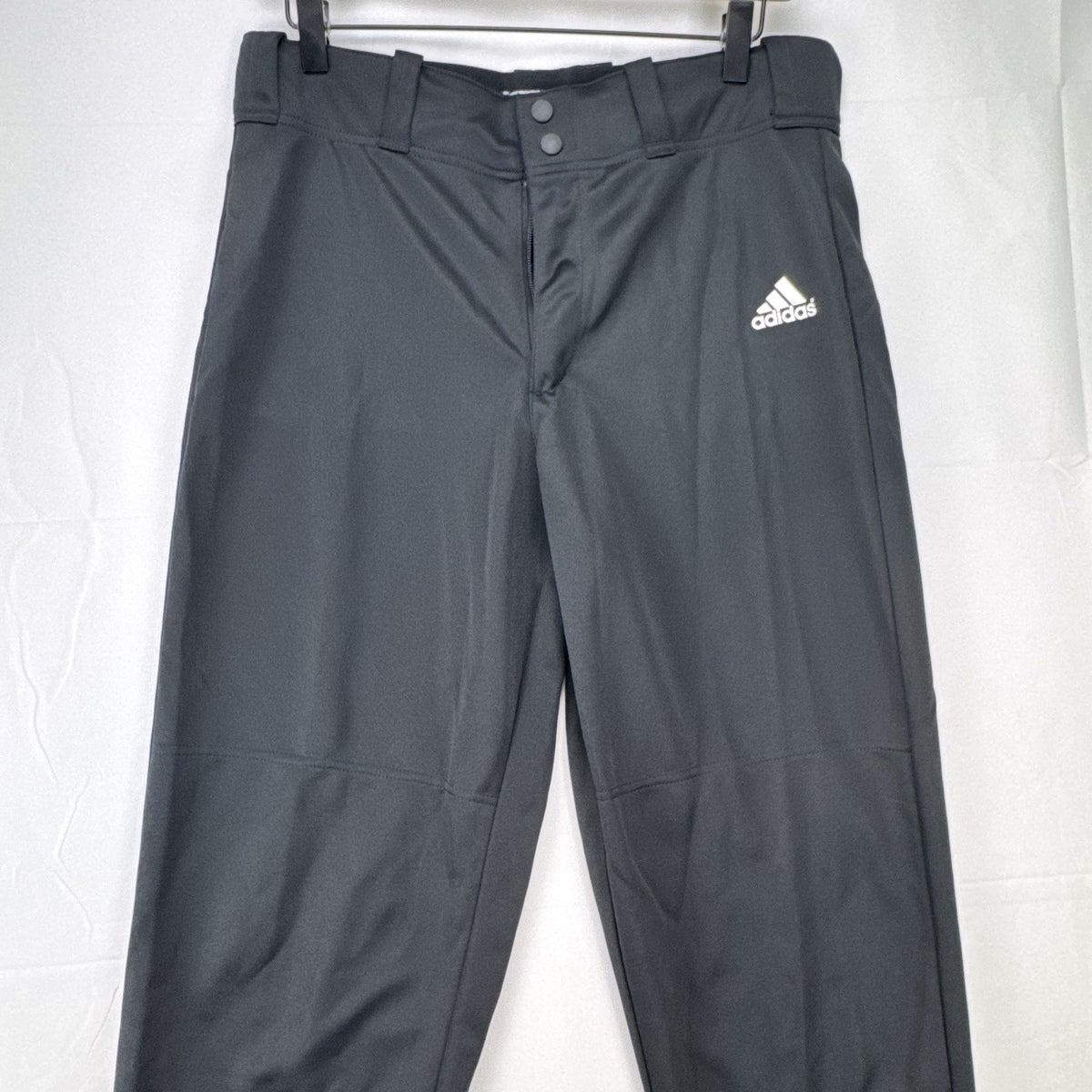 Black Adidas Climalite men's baseball pants with elastic cuffs in size medium