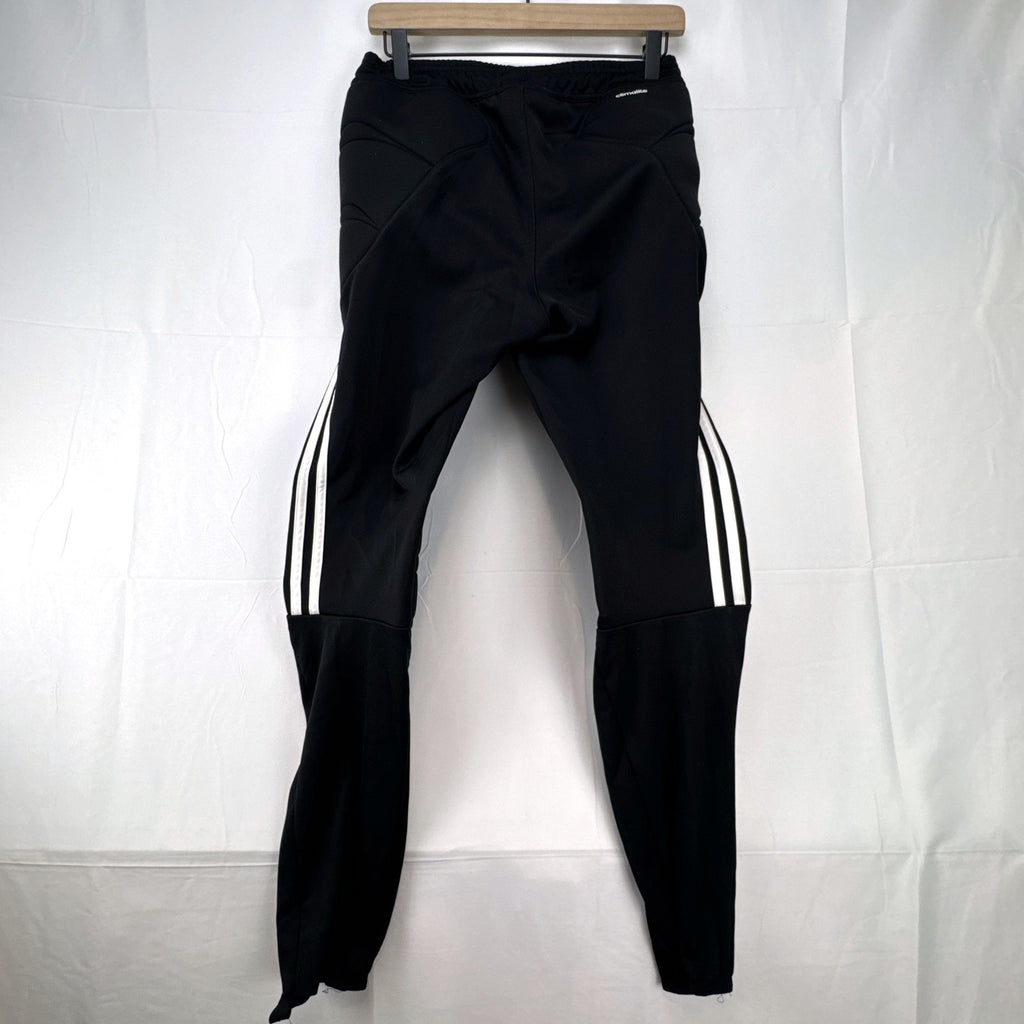 Black adidas Tierro padded goalkeeper soccer pants in men's size M with white 3-stripes