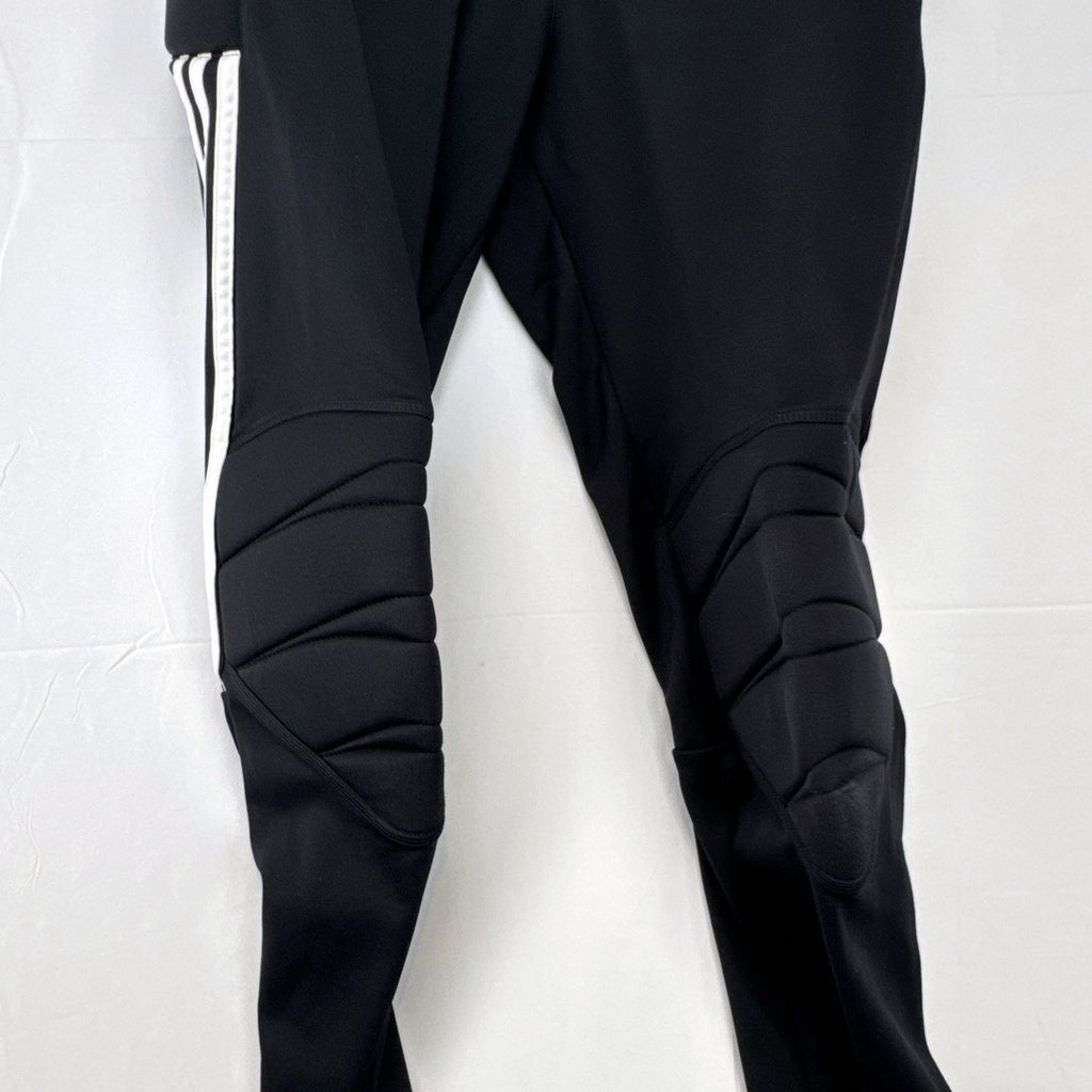 Black adidas Tierro padded goalkeeper soccer pants in men's size M with white 3-stripes
