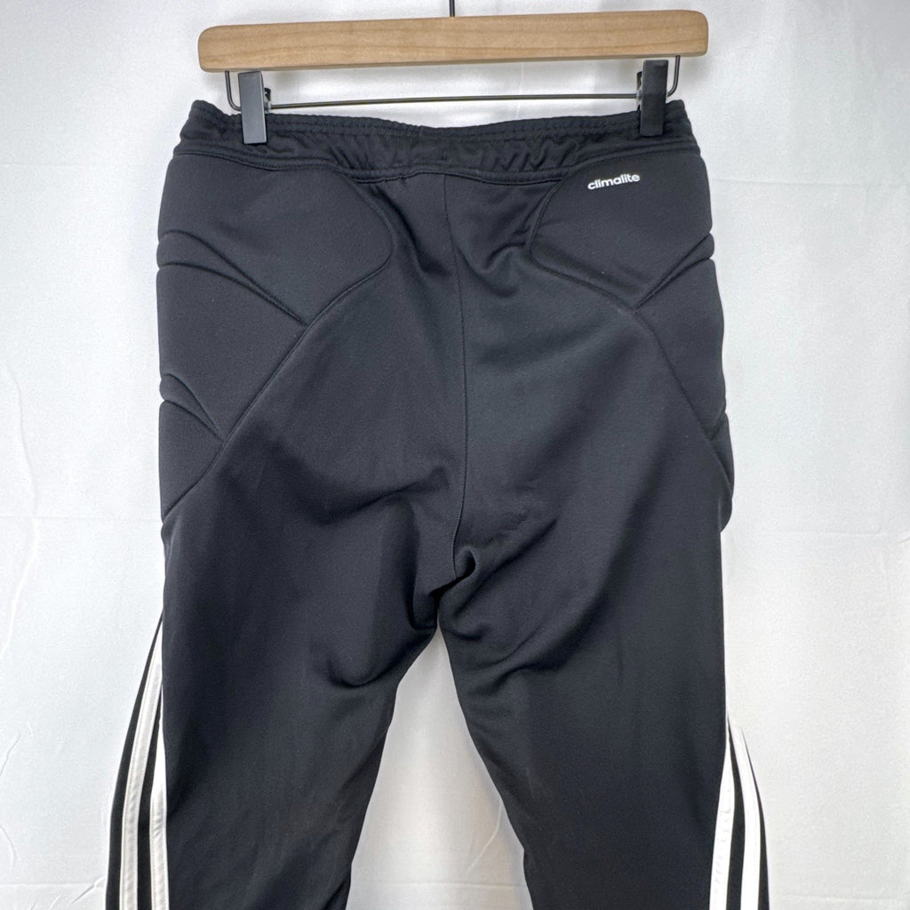 Black adidas Tierro padded goalkeeper soccer pants in men's size M with white 3-stripes