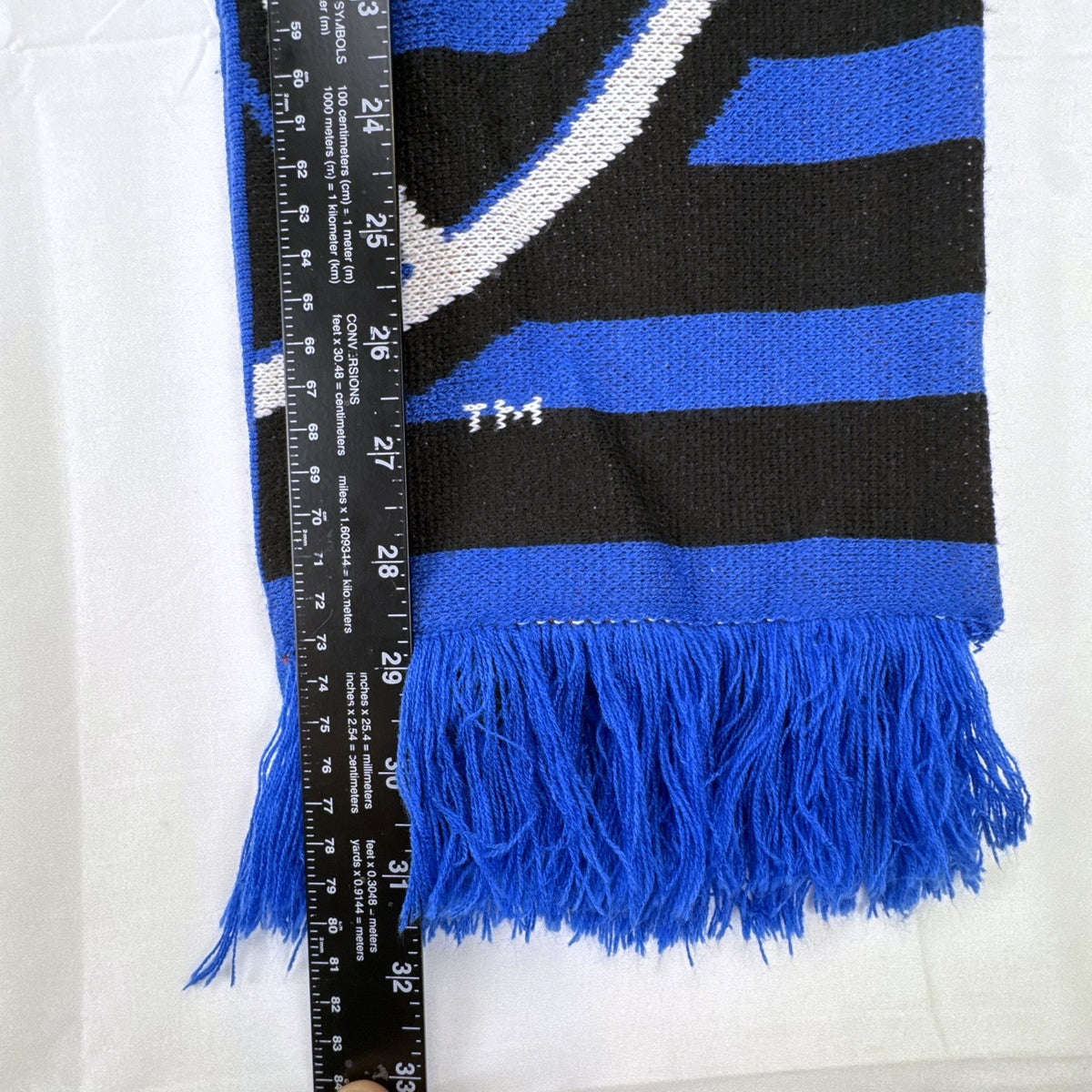 adidas San Jose Earthquakes blue and black knit soccer fan scarf with fringe trim