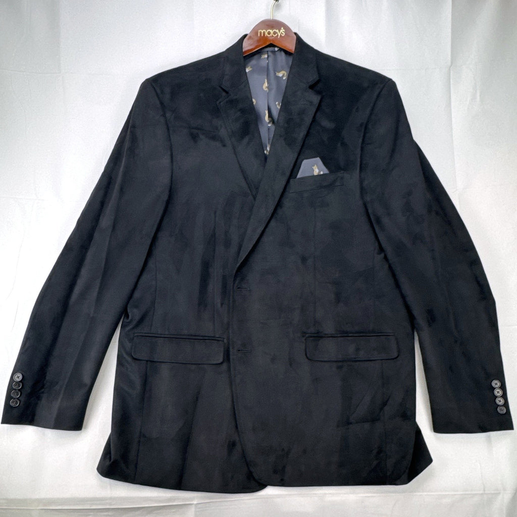 Lauren Ralph Lauren men's black faux suede sport coat in size 46L with fox print lining