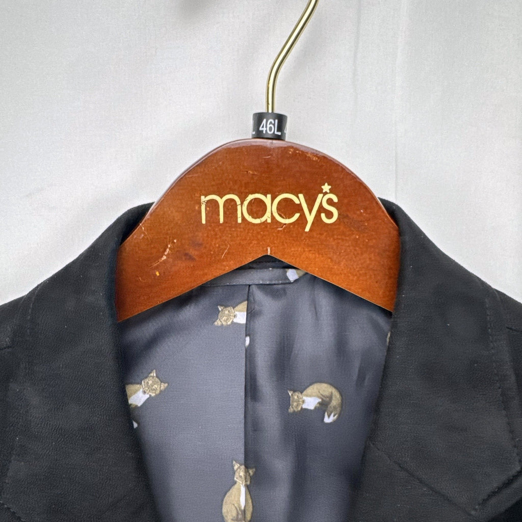 Lauren Ralph Lauren men's black faux suede sport coat in size 46L with fox print lining