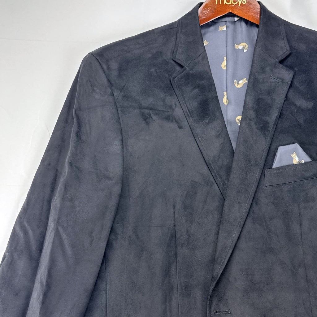 Lauren Ralph Lauren men's black faux suede sport coat in size 46L with fox print lining