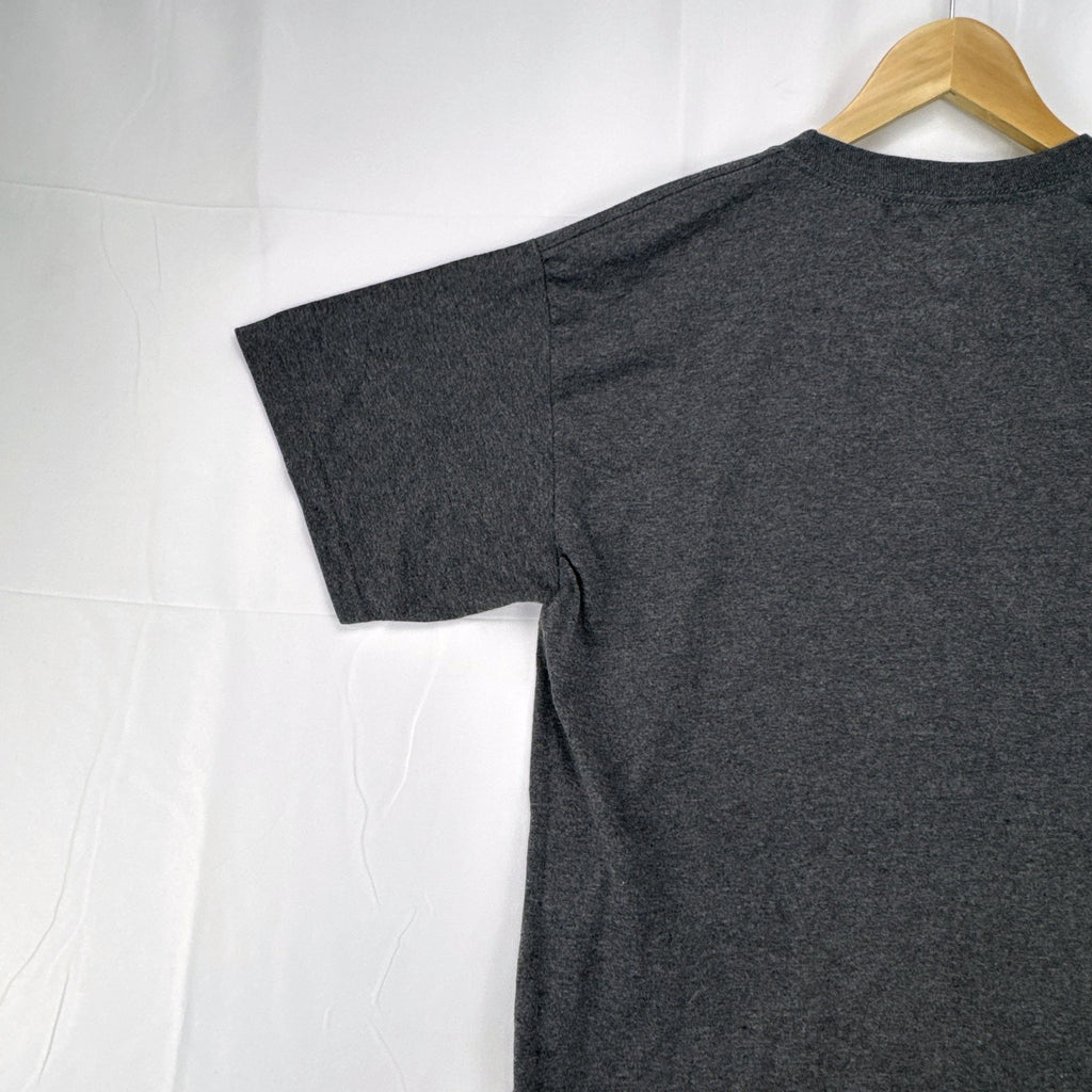 Star Wars men's size large heather charcoal gray t-shirt featuring a Stormtrooper drummer graphic.