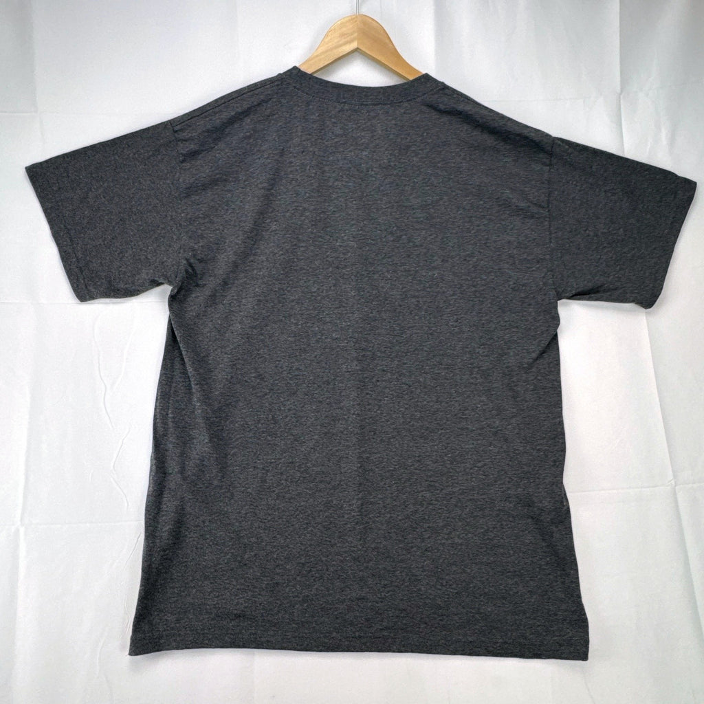 Star Wars men's size large heather charcoal gray t-shirt featuring a Stormtrooper drummer graphic.