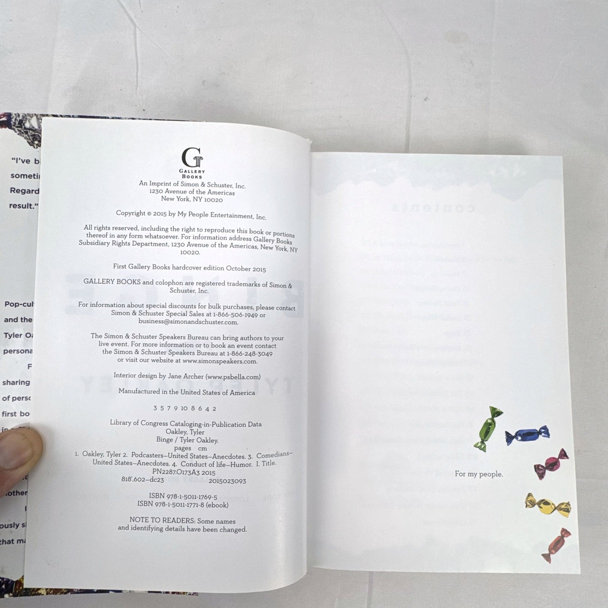 Hardcover copy of Binge by Tyler Oakley 2015 memoir with dust jacket