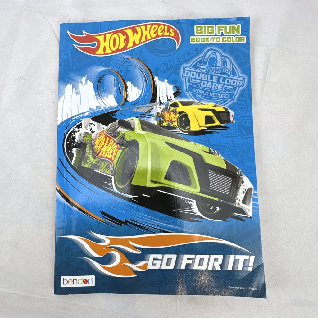 Front cover of the Hot Wheels Go For It! Big Fun Book to Color activity book by Bendon