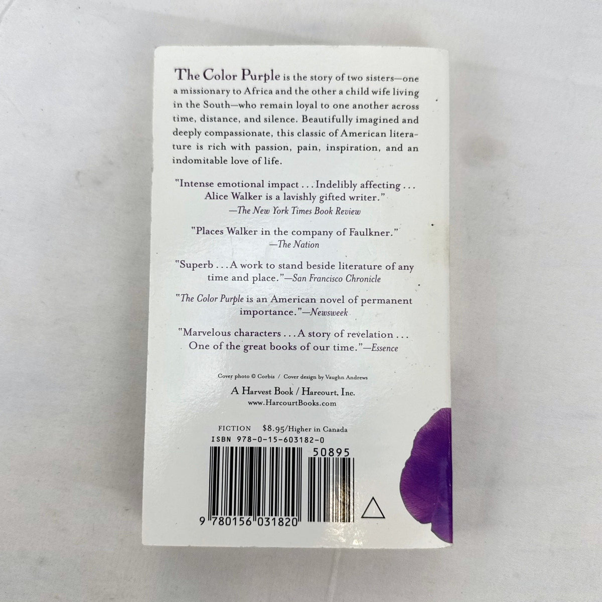 Front cover of Alice Walker's The Color Purple paperback novel published by Harcourt