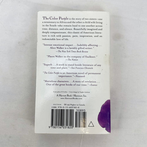 Front cover of Alice Walker's The Color Purple paperback novel published by Harcourt