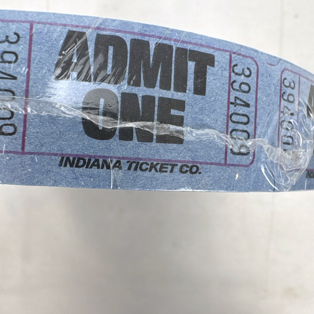 Factory sealed roll of 2000 blue Amscan Admit One paper tickets made in the USA.