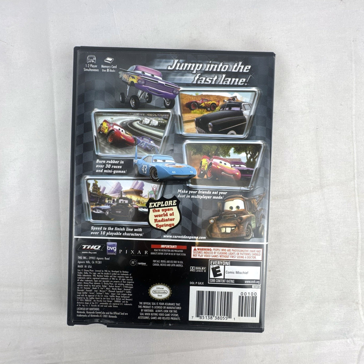 Disney Pixar Cars video game disc and original case for Nintendo GameCube by THQ