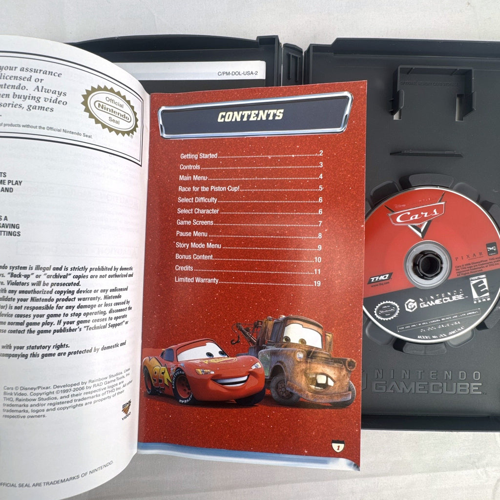Disney Pixar Cars video game disc and original case for Nintendo GameCube by THQ
