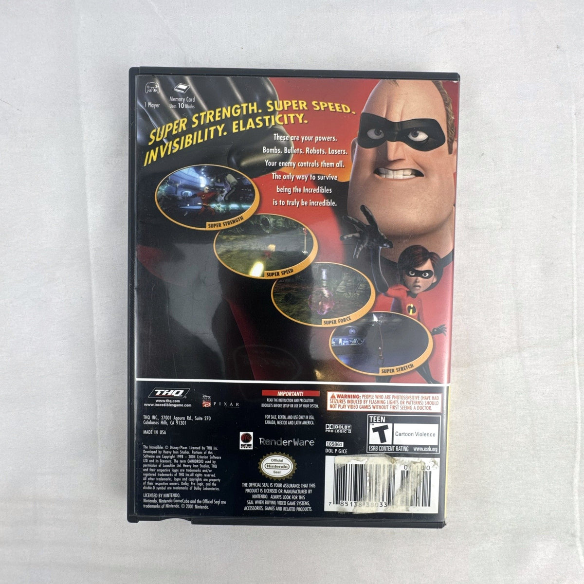 The Incredibles Player's Choice video game disc and case for Nintendo GameCube