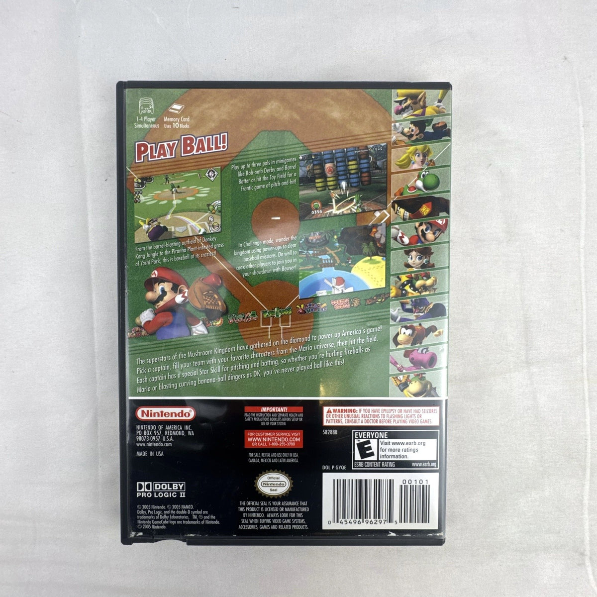 Nintendo GameCube Mario Superstar Baseball Best Seller edition game disc and case in very good condition.