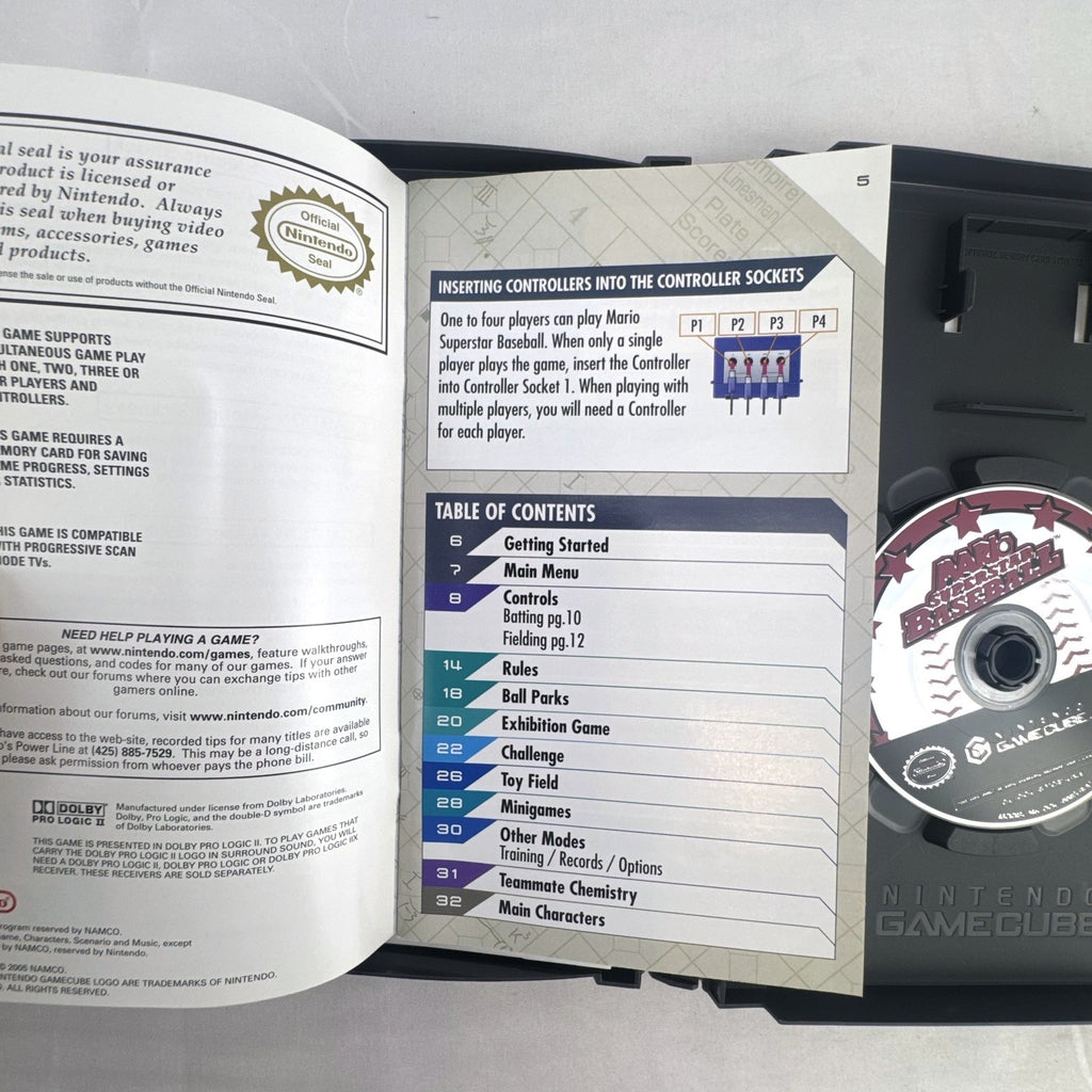 Nintendo GameCube Mario Superstar Baseball Best Seller edition game disc and case in very good condition.