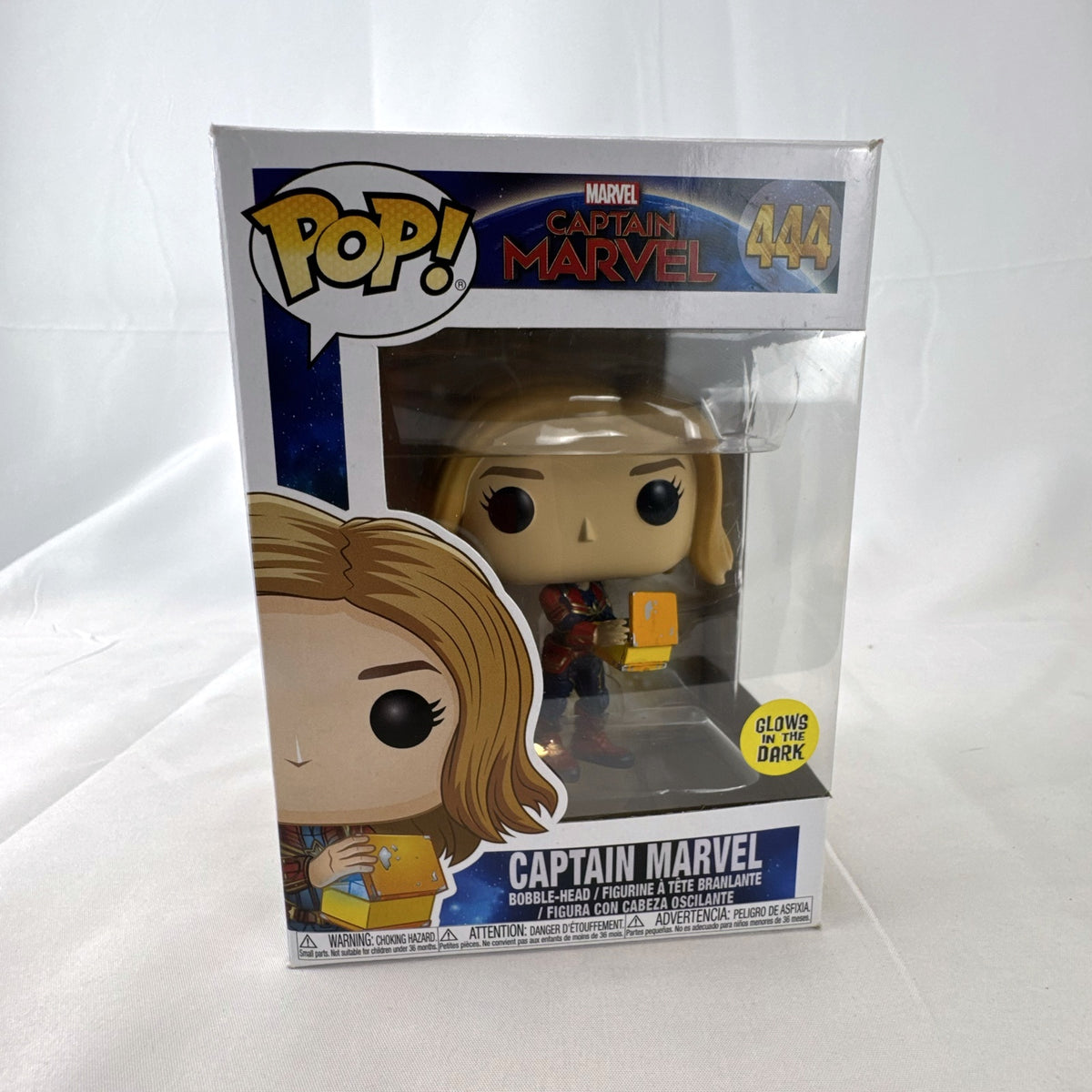 Funko Pop Marvel Captain Marvel 444 glow in the dark vinyl figure in original packaging