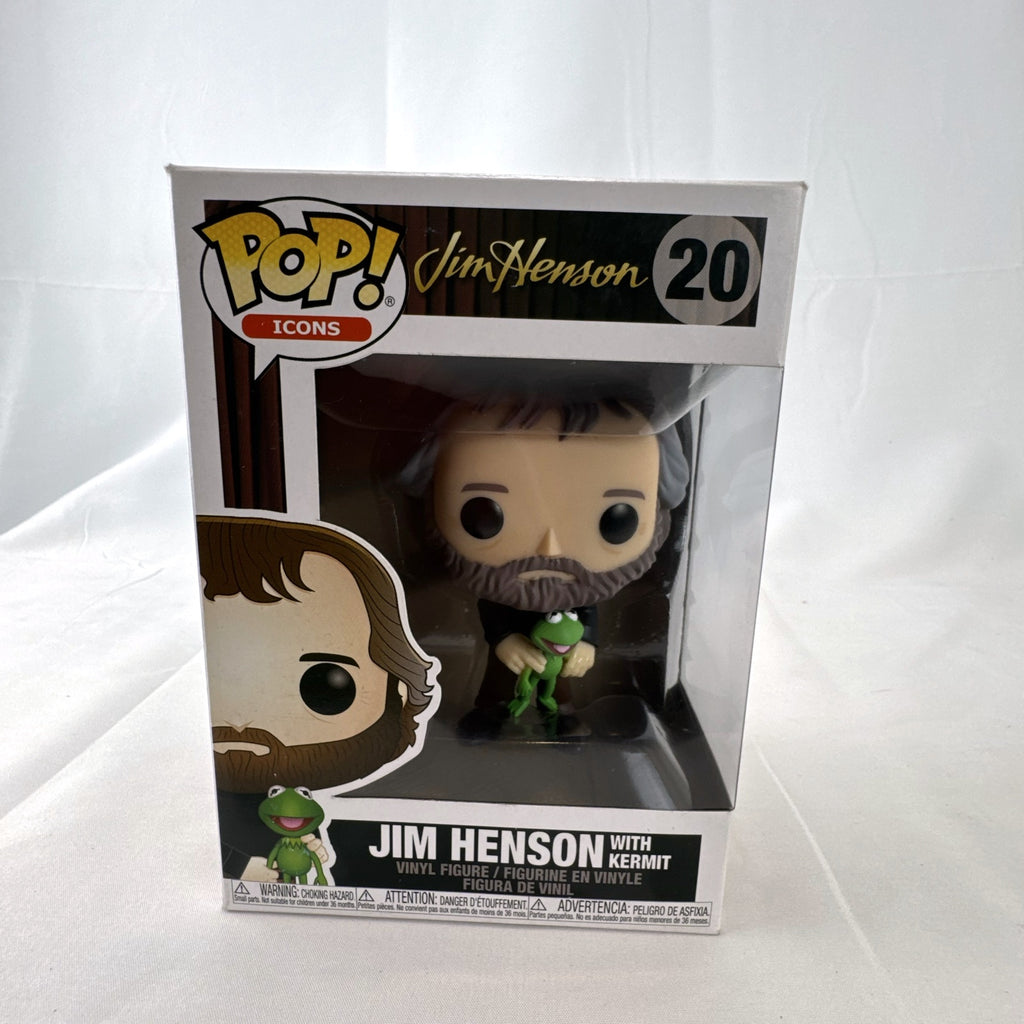 Funko Pop Icons number 20 vinyl figure of Jim Henson holding Kermit the Frog in original box