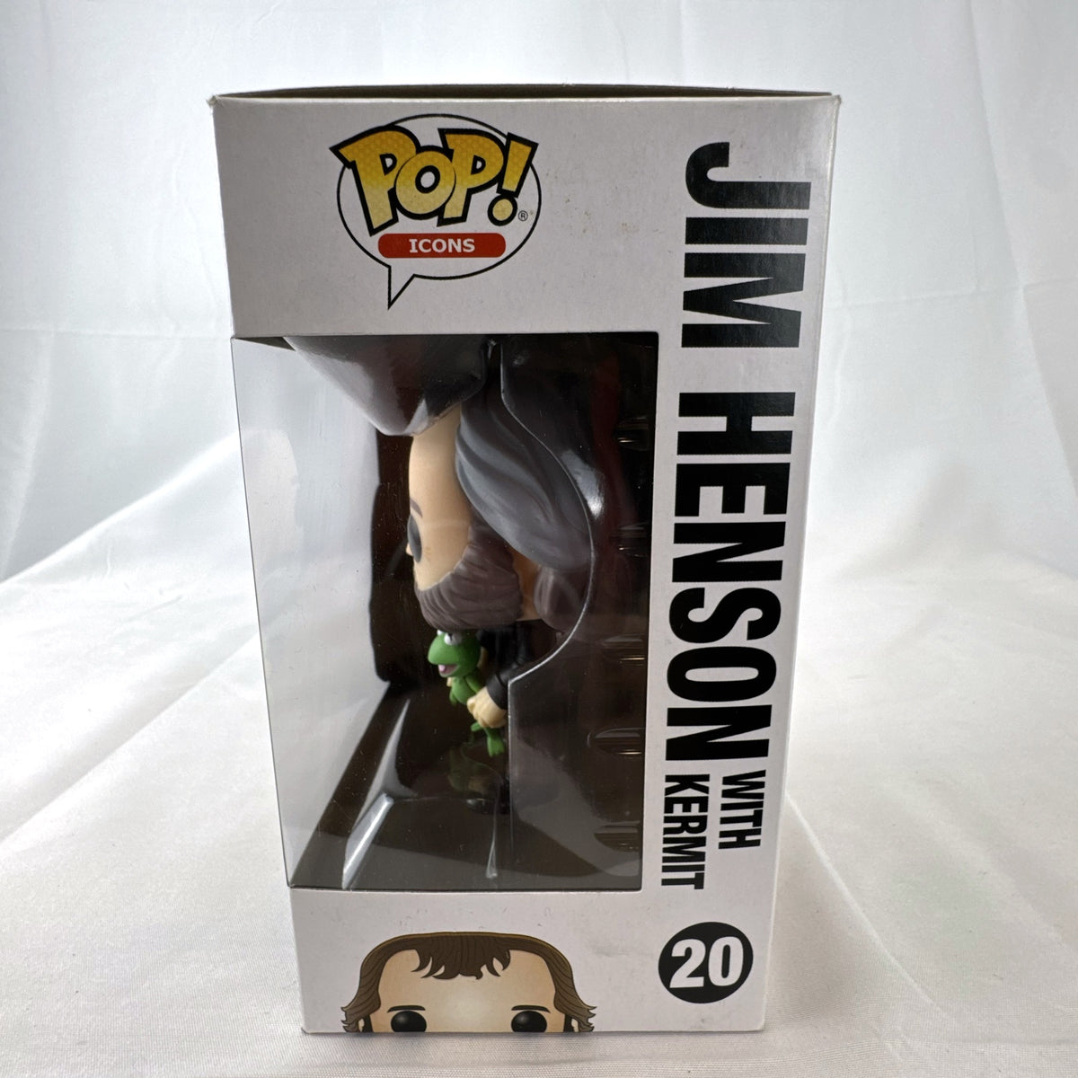 Funko Pop Icons number 20 vinyl figure of Jim Henson holding Kermit the Frog in original box